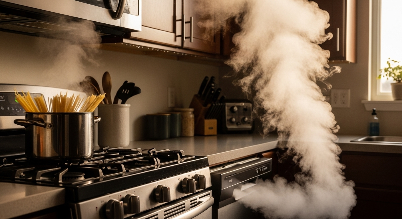 Humidity and steam from kitchen appliances damaging cabinets in Chilliwack