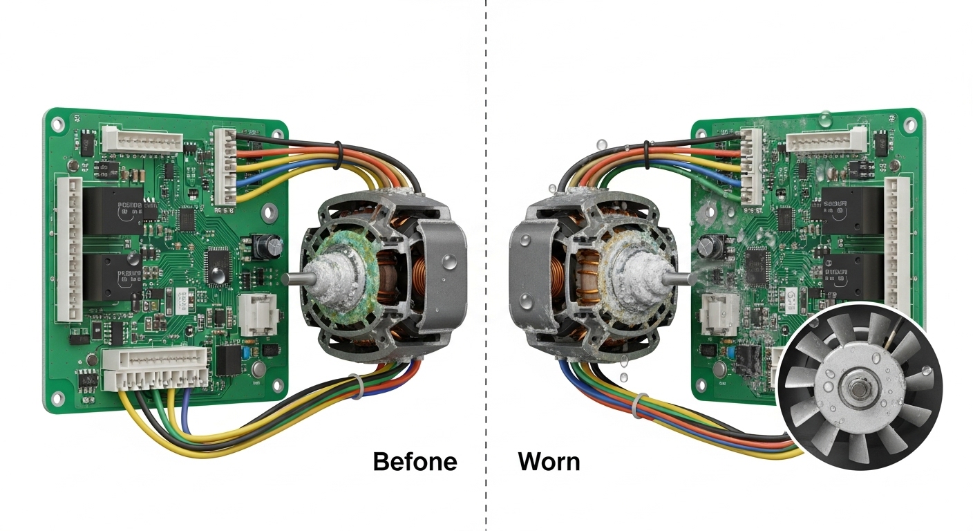Illustration showing appliance component degradation over time