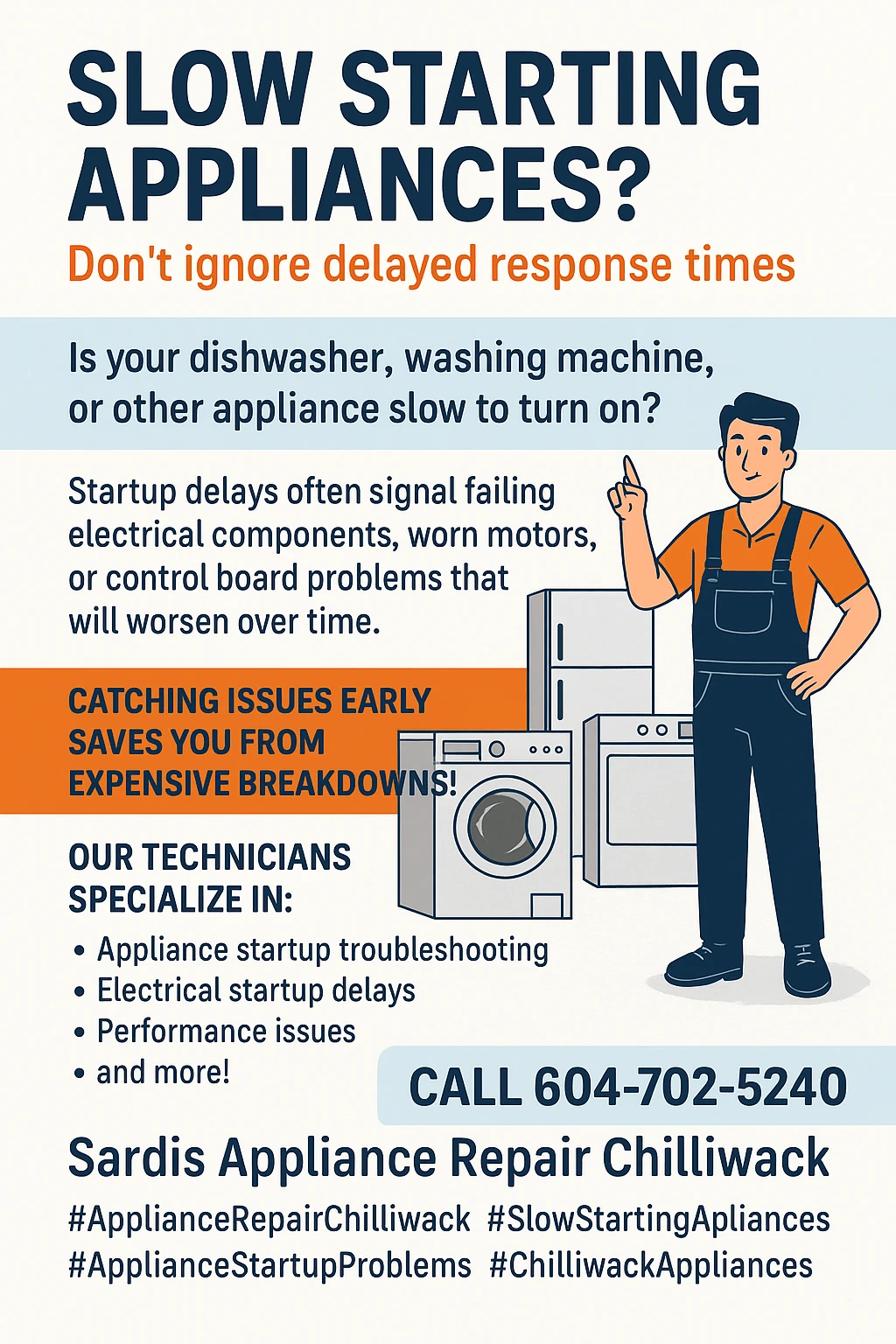 Infographic with key takeaways for slow starting appliances in Chilliwack