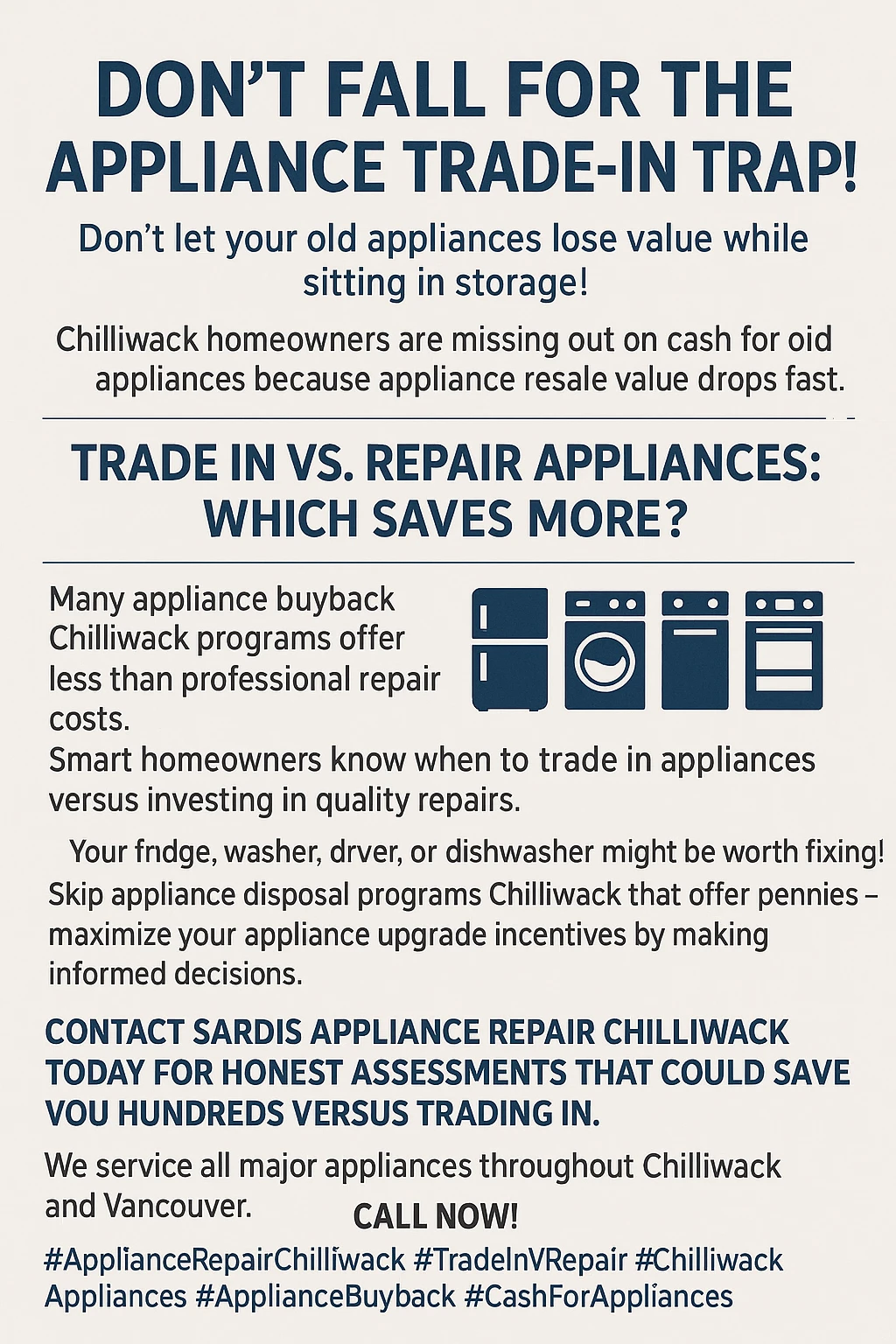 Infographic with key takeaways about appliance trade-in value