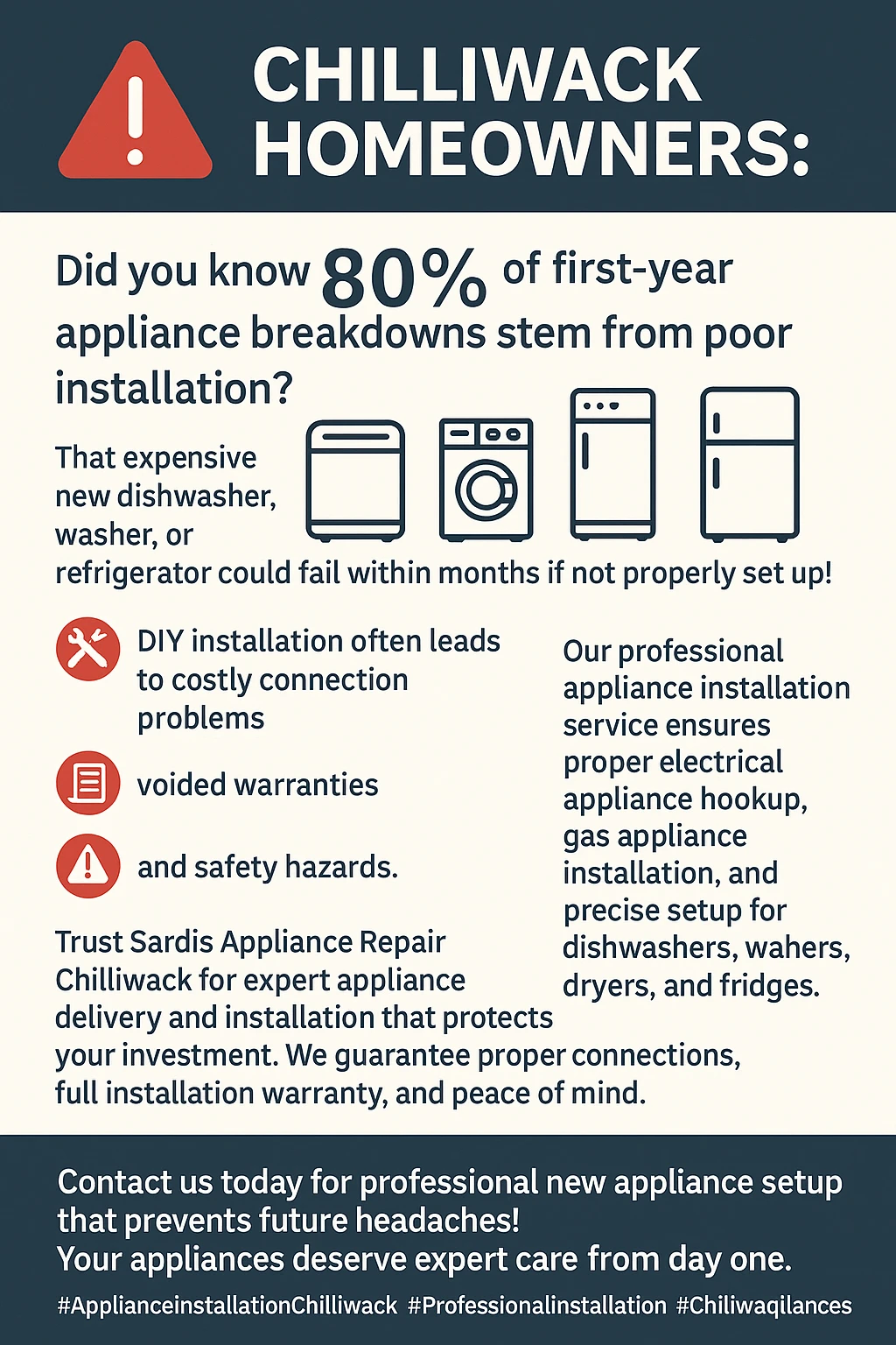 Key takeaways infographic for professional appliance installation