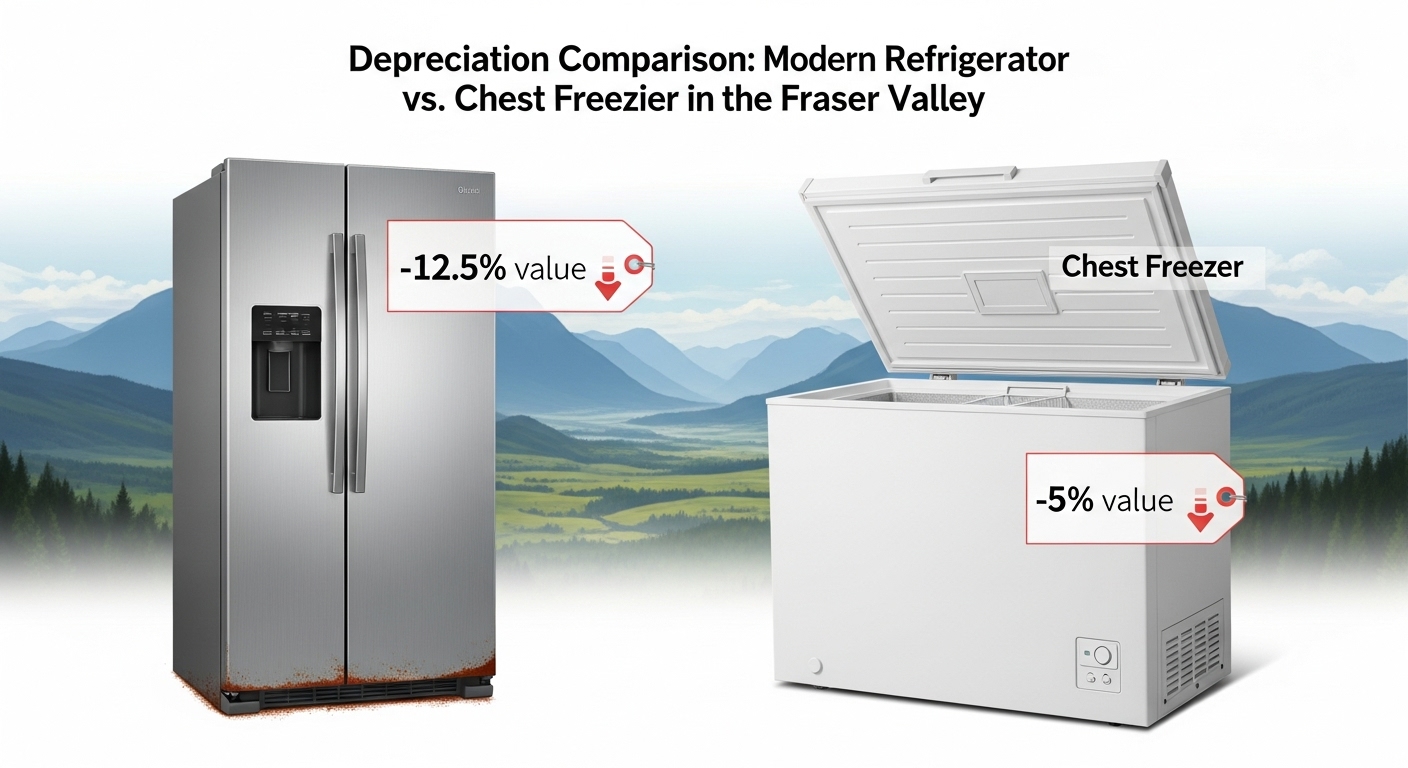 Chart comparing the depreciation rate of refrigerators versus freezers