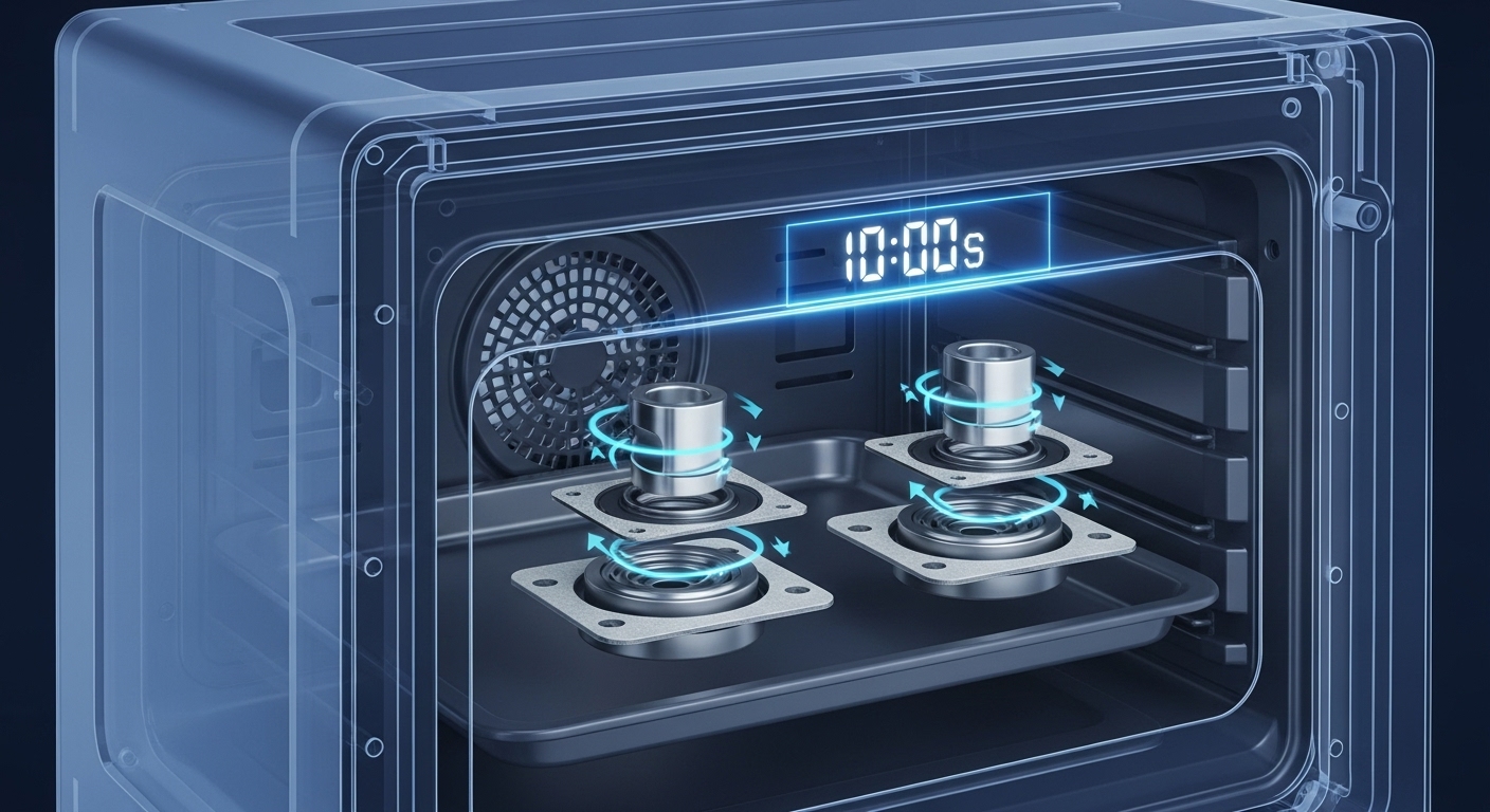 Diagram illustrating the science behind an appliance break-in period, including thermal cycling and component calibration.