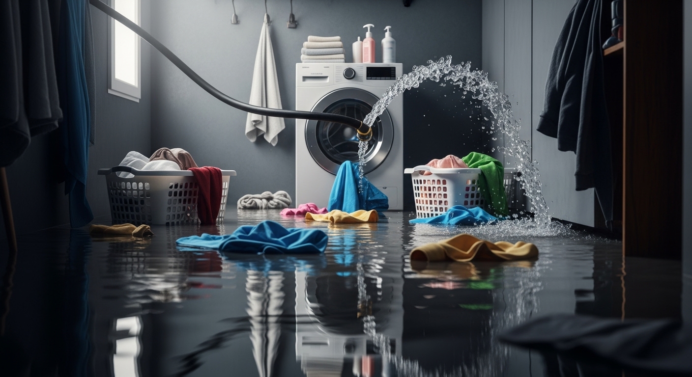 A home in Chiliwack flooded due to a washing machine leak.