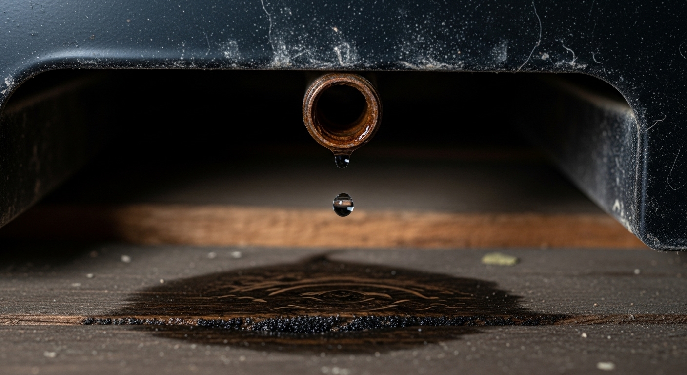 Hidden water damage and mold growth discovered on a wall behind a home appliance.