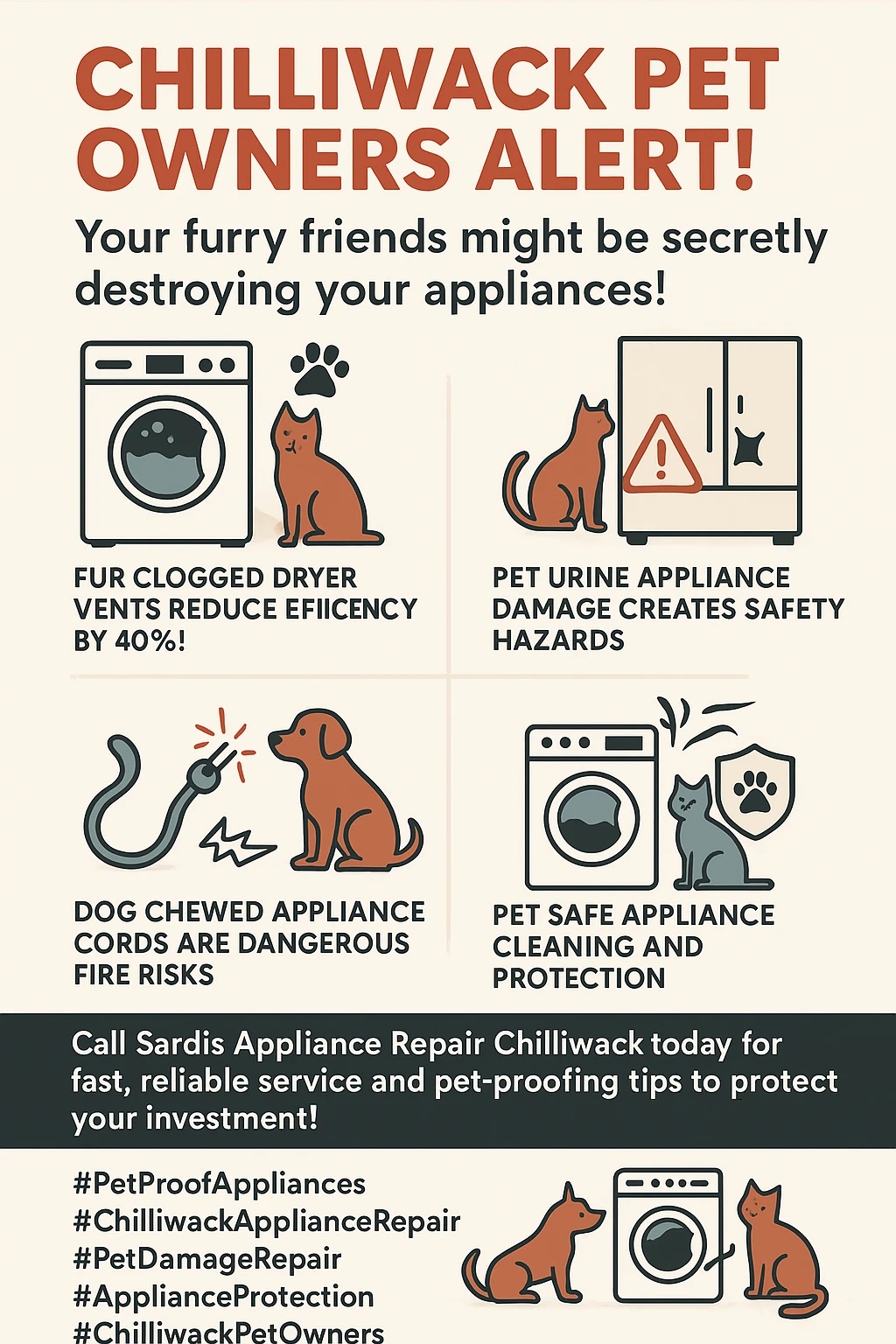 Infographic with key statistics on pet damage to appliances in Chilliwack