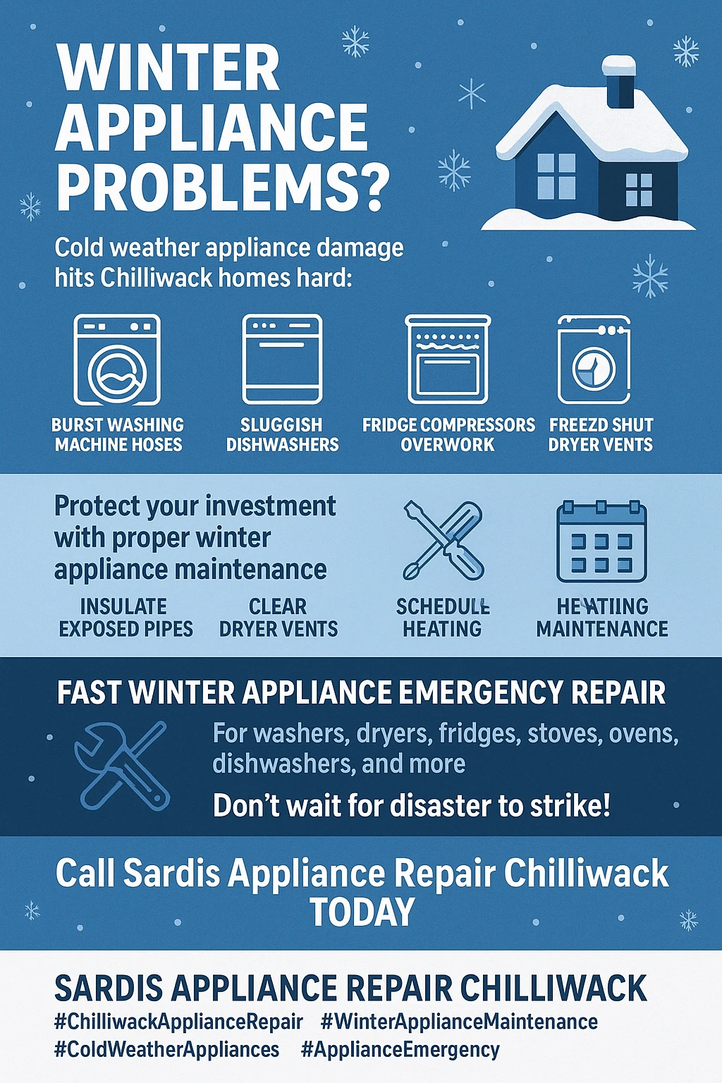 Appliance winter problems Chilliwack key takeaways infographic