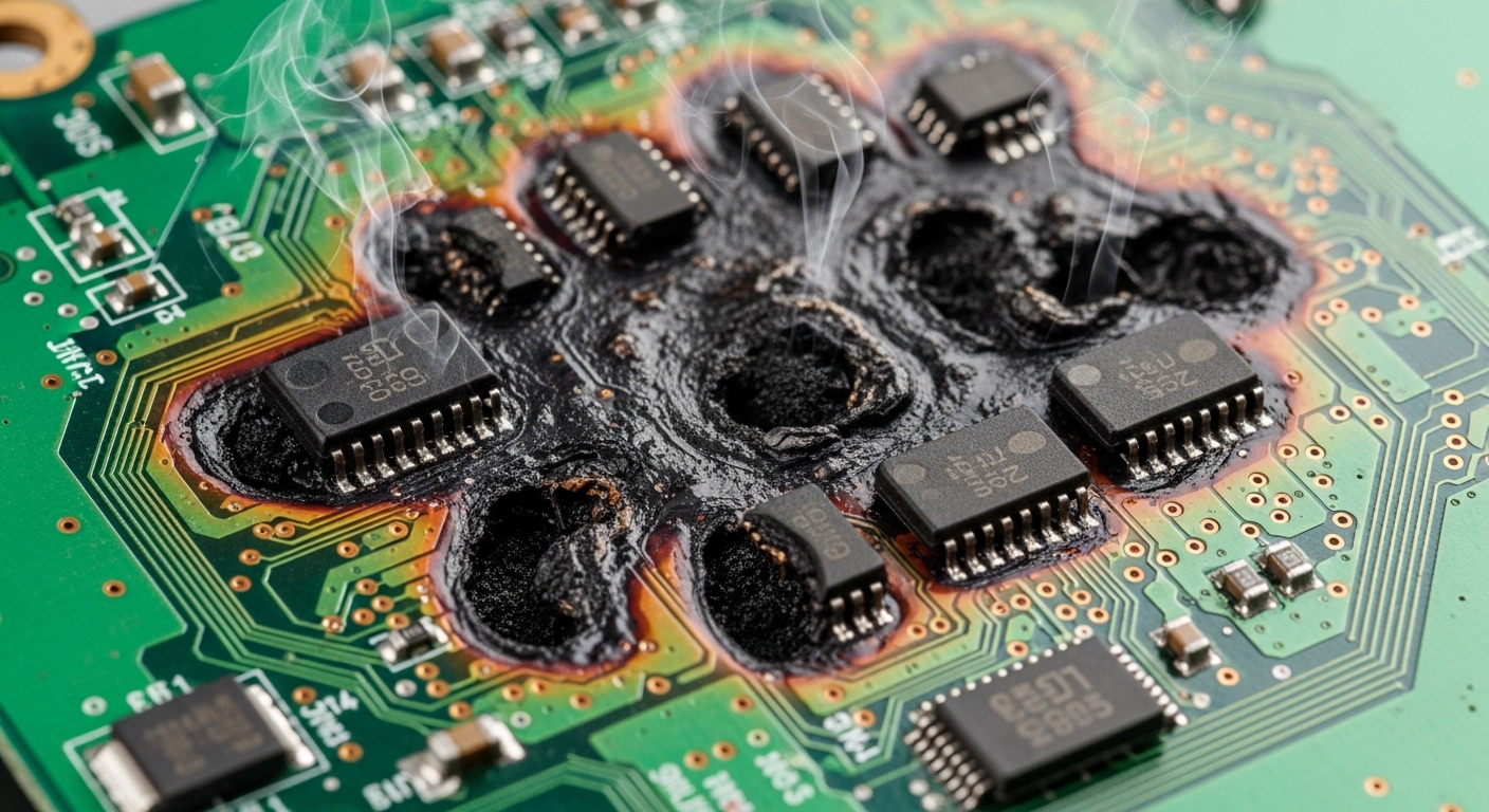 Fried appliance control board circuit damage