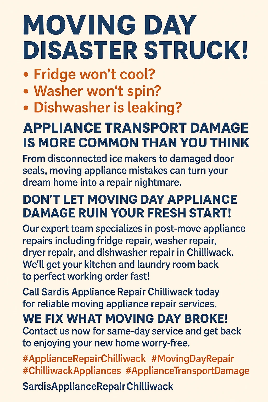 Infographic Key Takeaways Appliance Moving Damage Repair Chilliwack