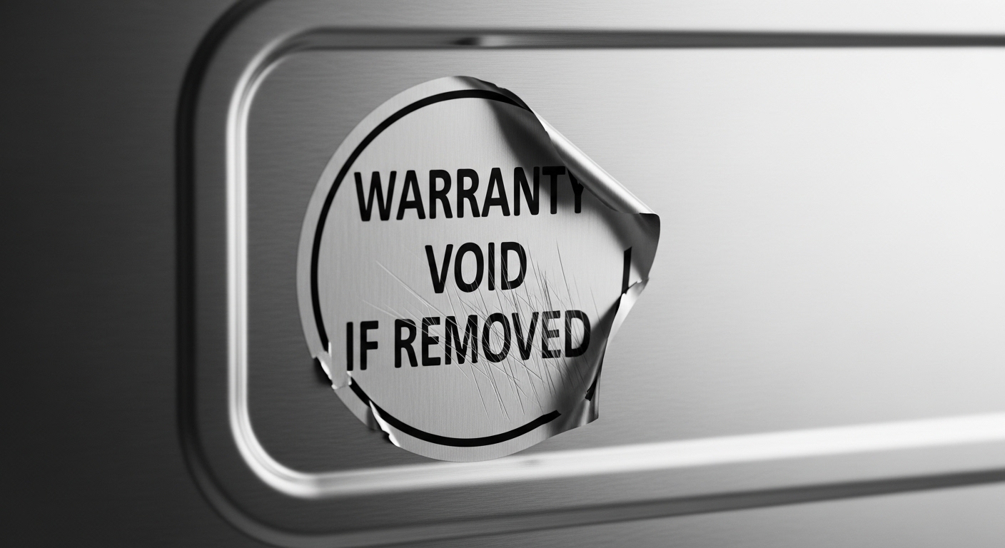 A voided manufacturer warranty seal that has been tampered with