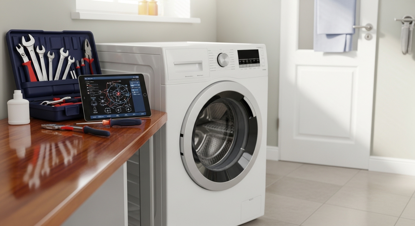 Washing machine vibrating and making loud noises in a laundry room