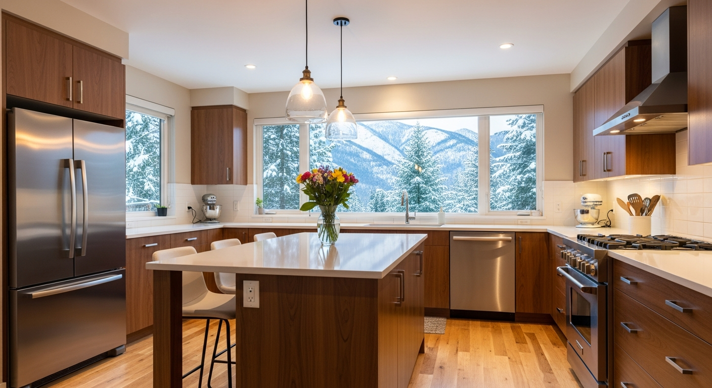 Winter kitchen Chilliwack landscape