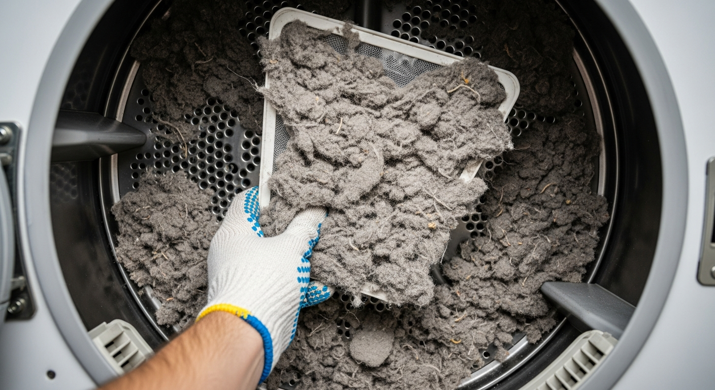 Clogged dryer lint filter fire hazard