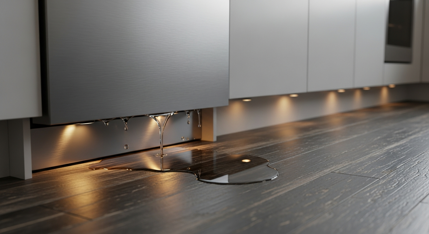 Dishwasher leak causing water damage to hardwood floor