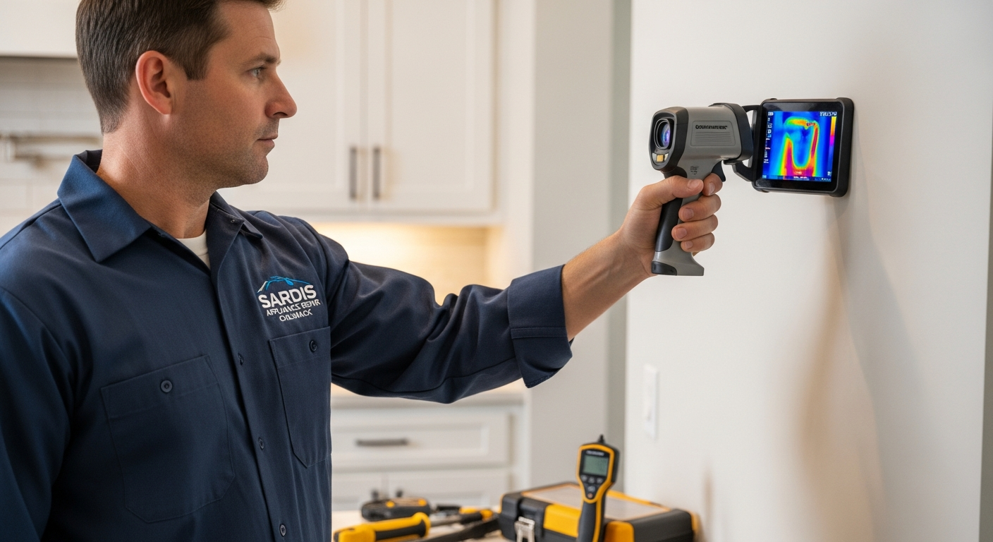 Thermal imaging being used for hidden water leak detection